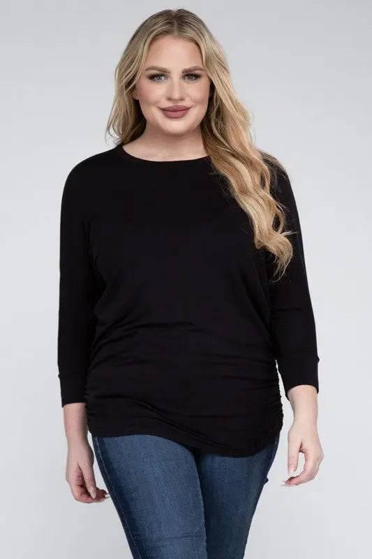 Zenana Plus Size 3/4 Sleeve Top Shirts & Tops