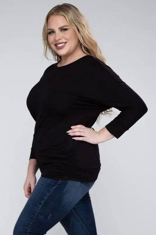 Zenana Plus Size 3/4 Sleeve Top Shirts & Tops