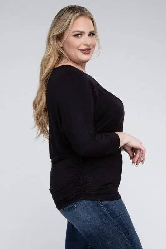 Zenana Plus Size 3/4 Sleeve Top Shirts & Tops