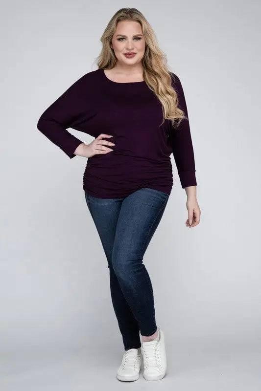 Zenana Plus Size 3/4 Sleeve Top Shirts & Tops