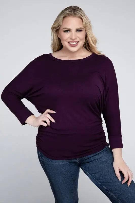 Zenana Plus Size 3/4 Sleeve Top Shirts & Tops