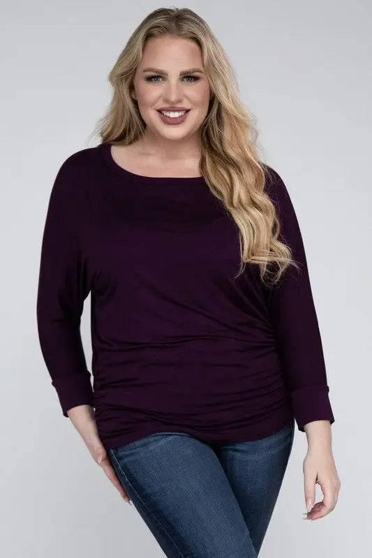 Zenana Plus Size 3/4 Sleeve Top Shirts & Tops