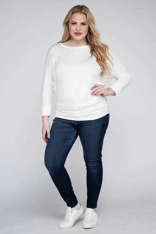 Zenana Plus Size 3/4 Sleeve Top Shirts & Tops