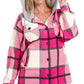 Zenana plaid hooded fleece shacket HOT PINK S Shackets