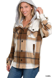 Zenana plaid hooded fleece shacket Shackets