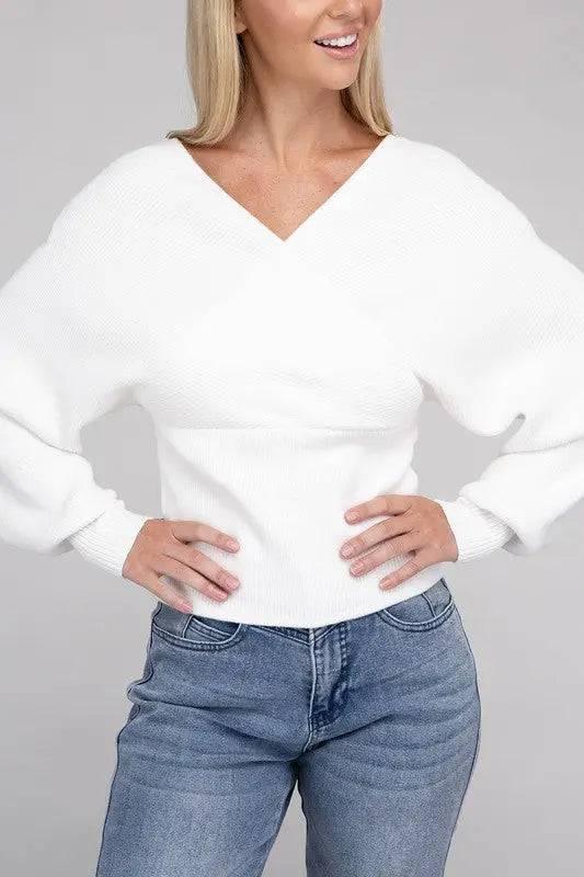 Zenana Cross wrap sweater OFF WHITE Sweaters