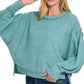 Zenana Exposed Seam Sweater DUSTY TEAL L XL Sweaters