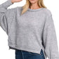 Zenana Exposed Seam Sweater H GREY L XL Sweaters