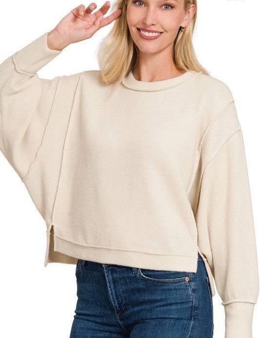 Zenana Exposed Seam Sweater Sweaters