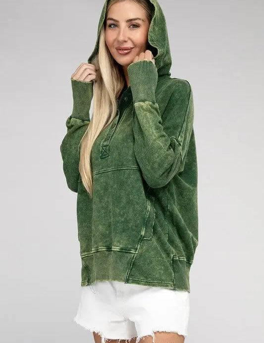 Zenana french terry kangaroo pocket hoodie Sweatshirts