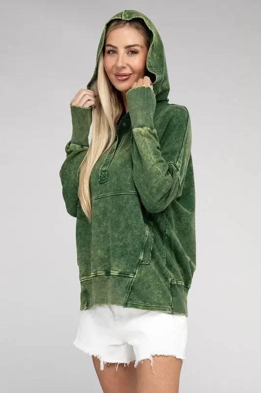 Zenana french terry kangaroo pocket hoodie Sweatshirts