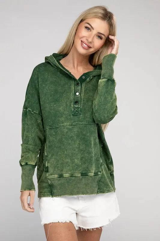 Zenana french terry kangaroo pocket hoodie Sweatshirts