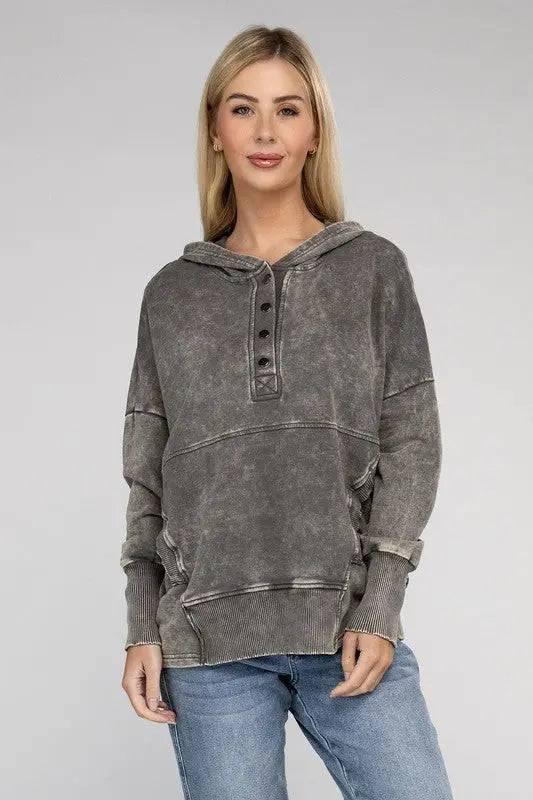 Zenana french terry kangaroo pocket hoodie Sweatshirts