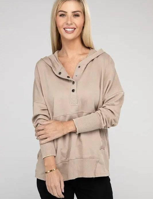 Zenana french terry kangaroo pocket hoodie Sweatshirts