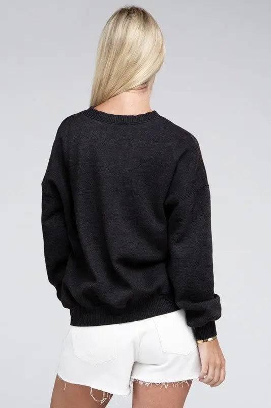 Loose Fit Fleece Acid Washed Pullover Sweatshirts