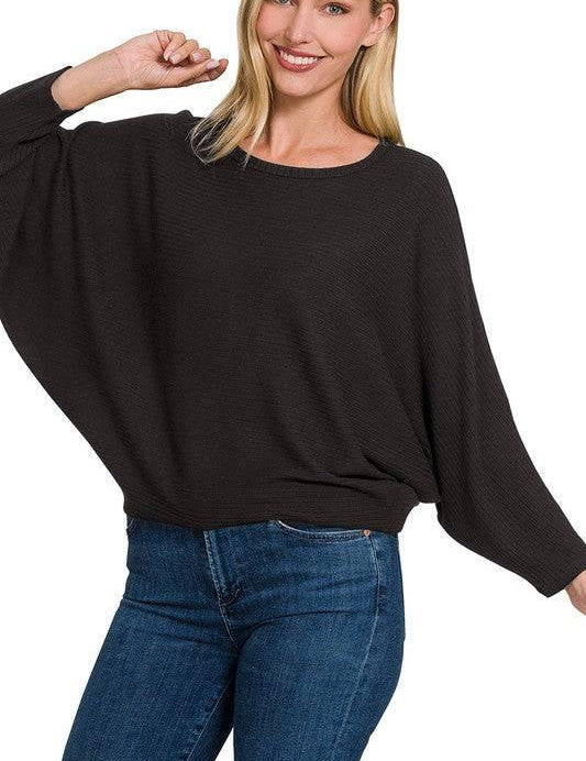 Zenana Dolman Sleeve Knit Top Shirts & Tops