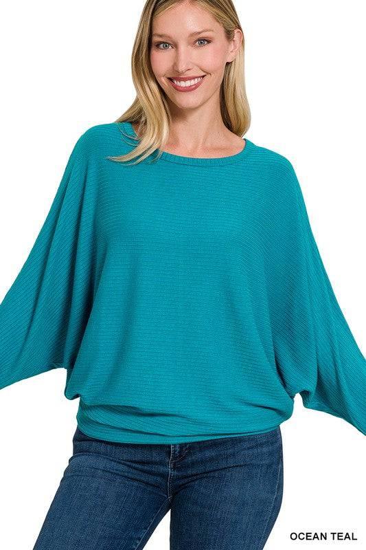 Zenana Dolman Sleeve Knit Top Shirts & Tops