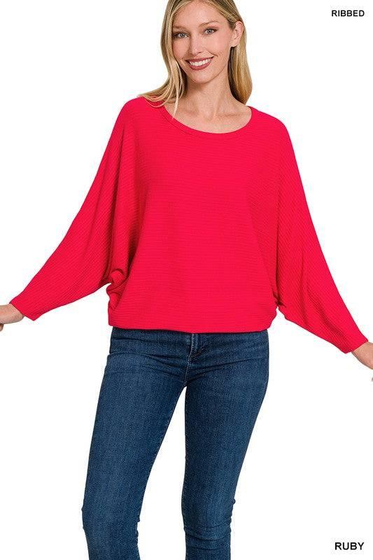 Zenana Dolman Sleeve Knit Top RUBY XL Shirts & Tops