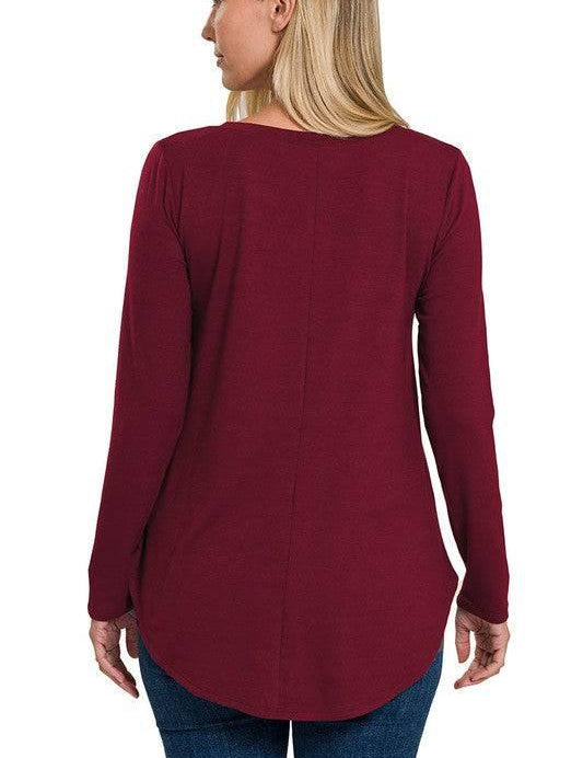 Zenana v-neck long sleeve tunic top Shirts & Tops