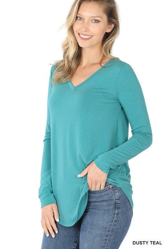 Zenana v-neck long sleeve tunic top Shirts & Tops