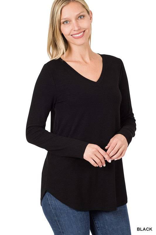 Zenana v-neck long sleeve tunic top Shirts & Tops