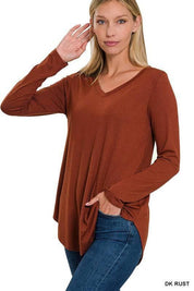 Zenana v-neck long sleeve tunic top Shirts & Tops