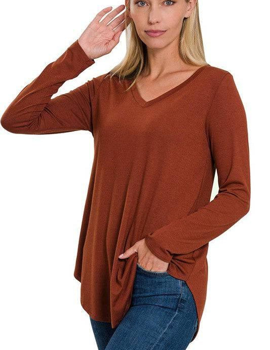 Zenana v-neck long sleeve tunic top Shirts & Tops