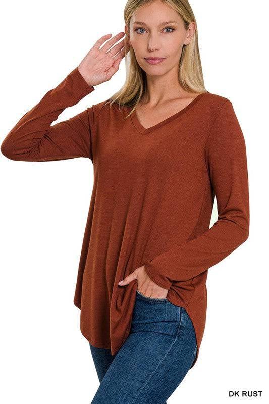 Zenana v-neck long sleeve tunic top Shirts & Tops