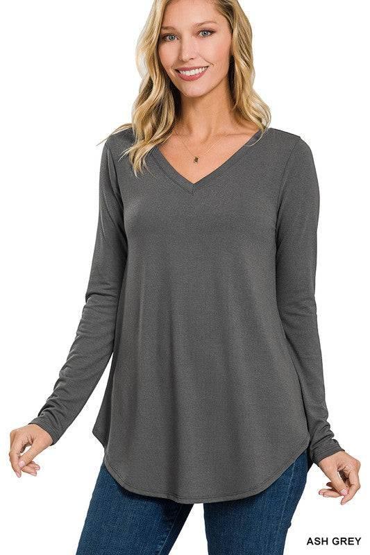 Zenana v-neck long sleeve tunic top Shirts & Tops