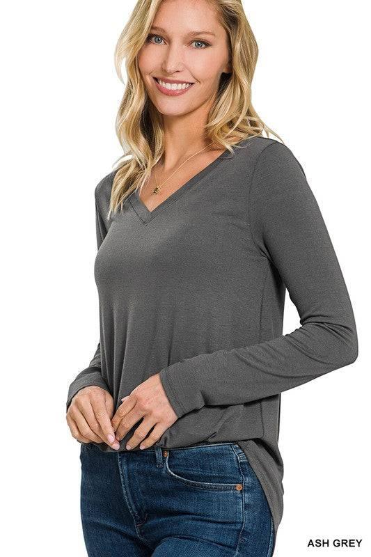 Zenana v-neck long sleeve tunic top Shirts & Tops