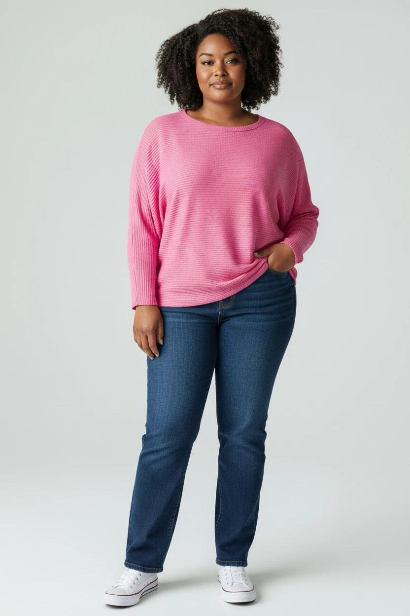 Zenana Plus Size Dolman Sleeve Sleeve Knit Top