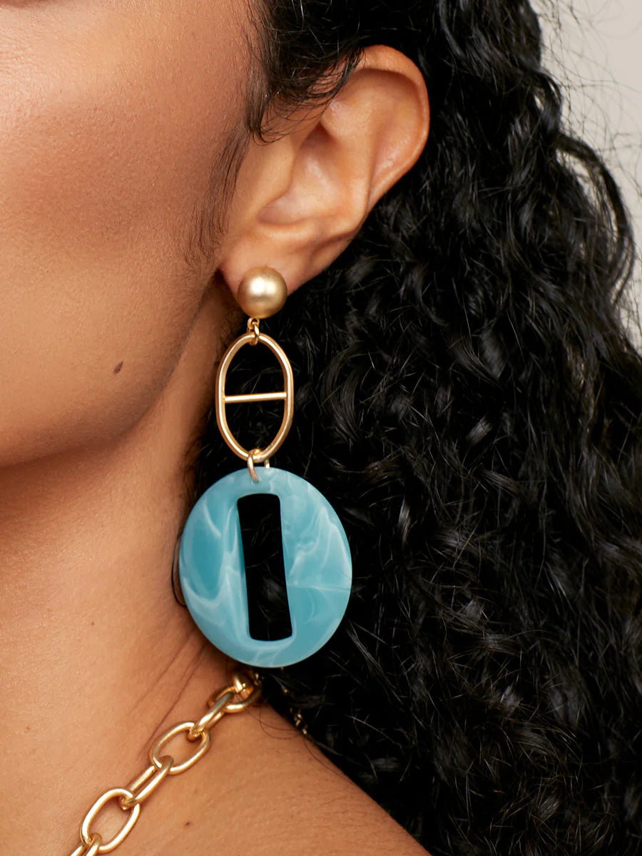 Marbled Resin Mariner Link Earrings Earrings