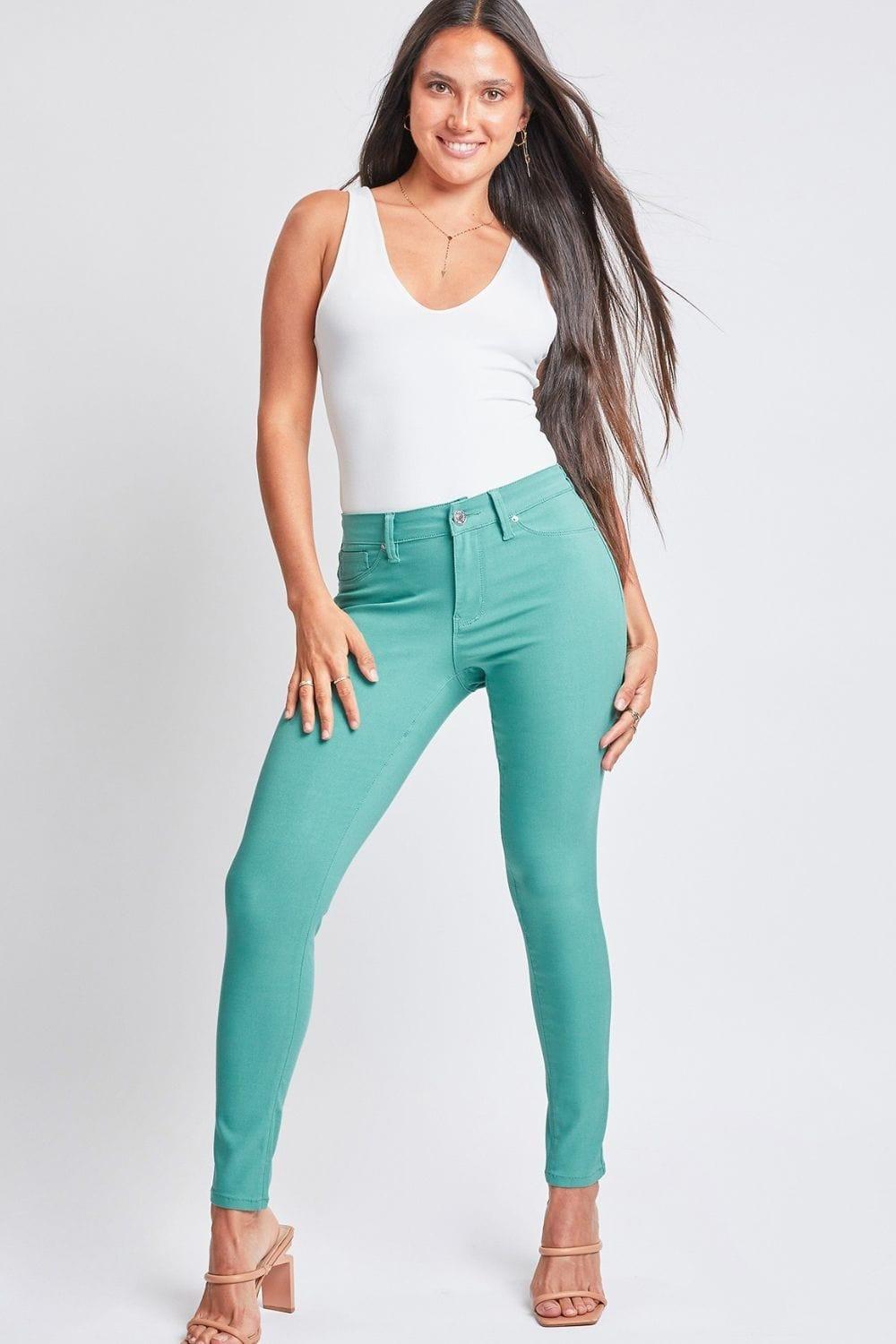 YMI Jeanswear Full Size Hyperstretch Mid-Rise Skinny Pants SeaGreen Jeans