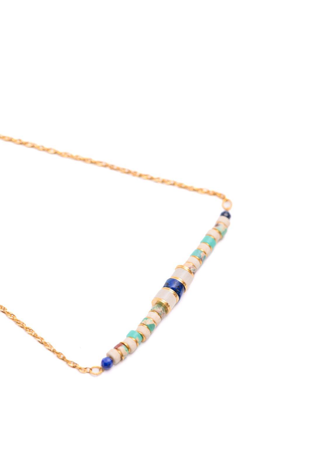 Lapis Lazuli Beaded Titanium Steel Necklace Necklaces