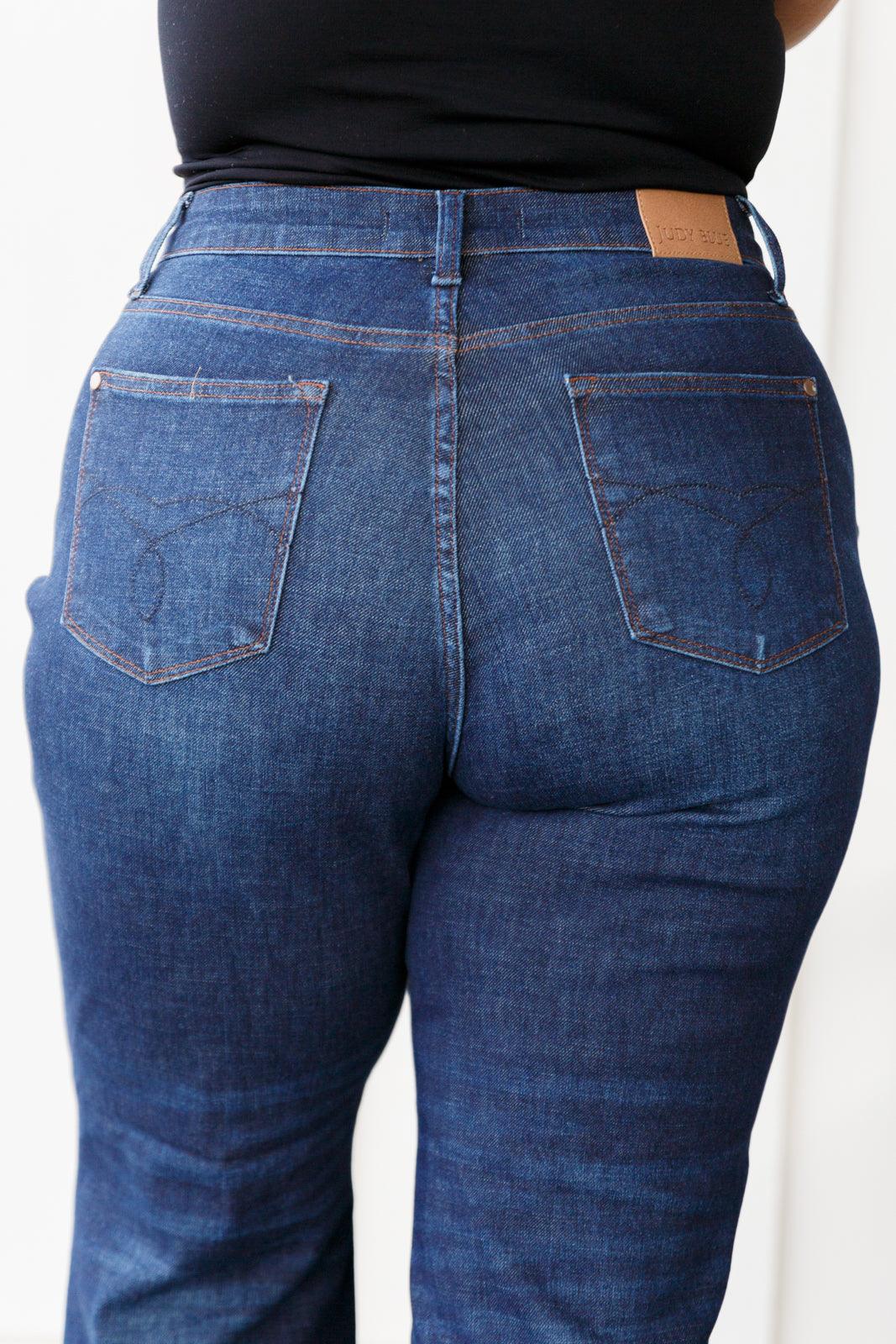 High Rise Button Fly Straight Judy Blue Jeans Jeans