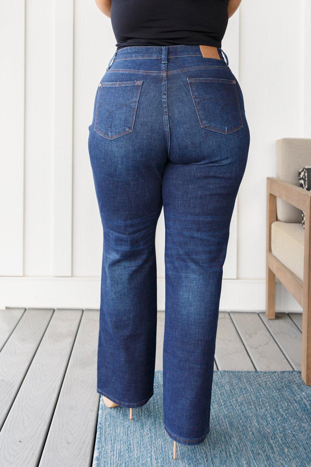 High Rise Button Fly Straight Judy Blue Jeans Jeans