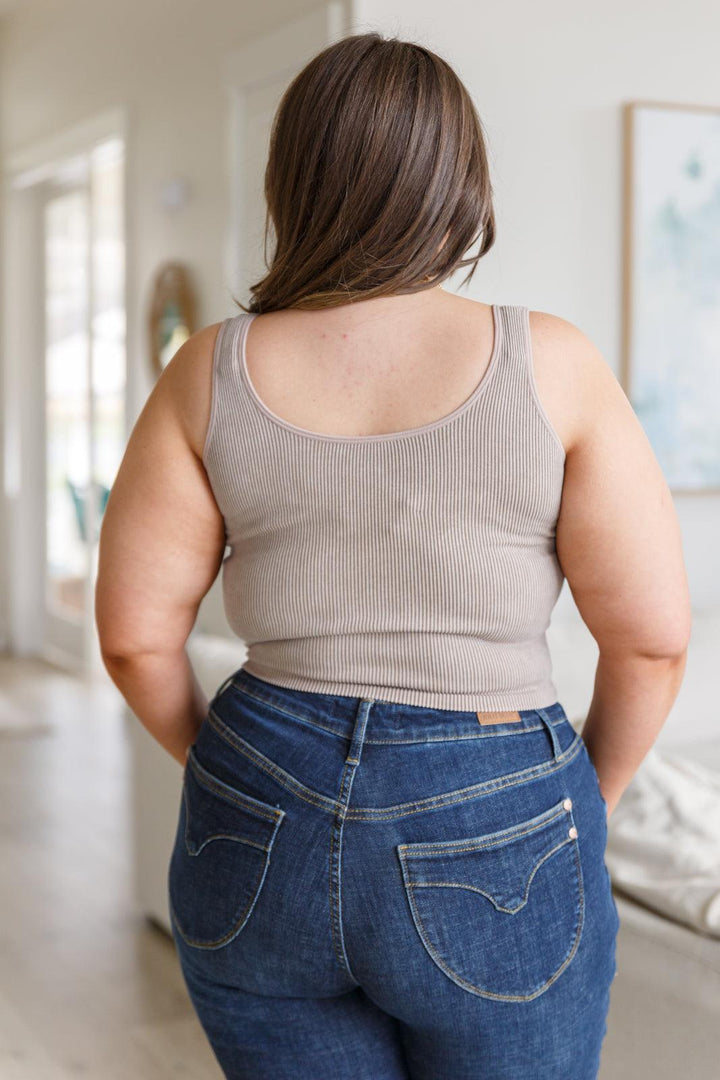 Fundamentals Ribbed Seamless Reversible Tank in Light Mocha Shirts & Tops