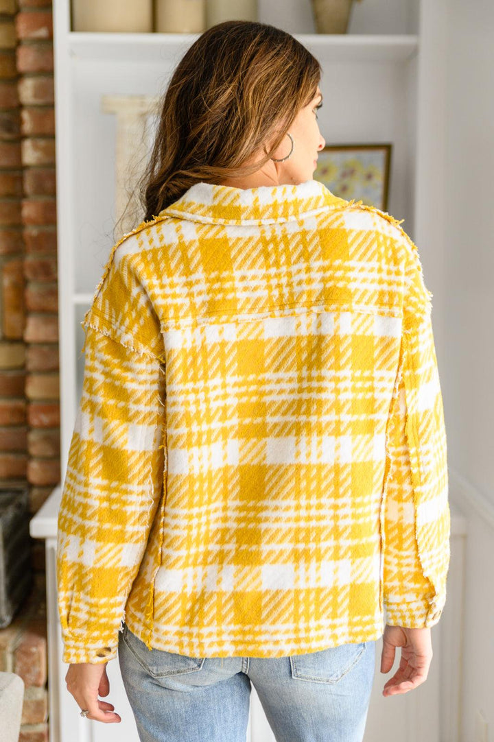 Jodifl Button Down Yellow Plaid Shacket Tops