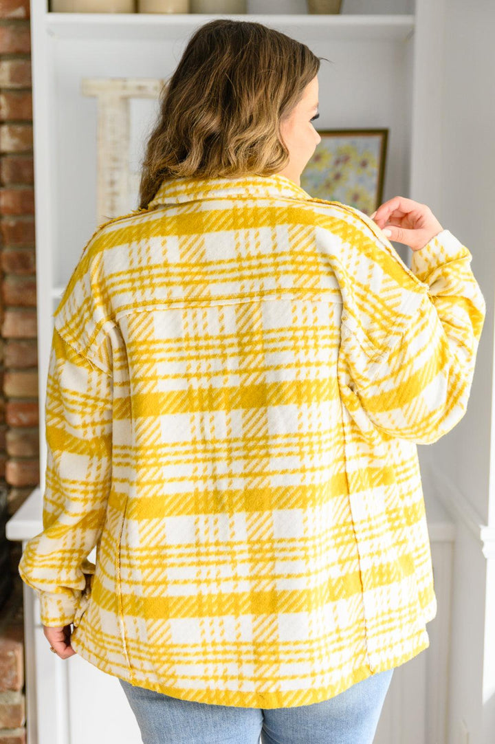 Jodifl Button Down Yellow Plaid Shacket Tops