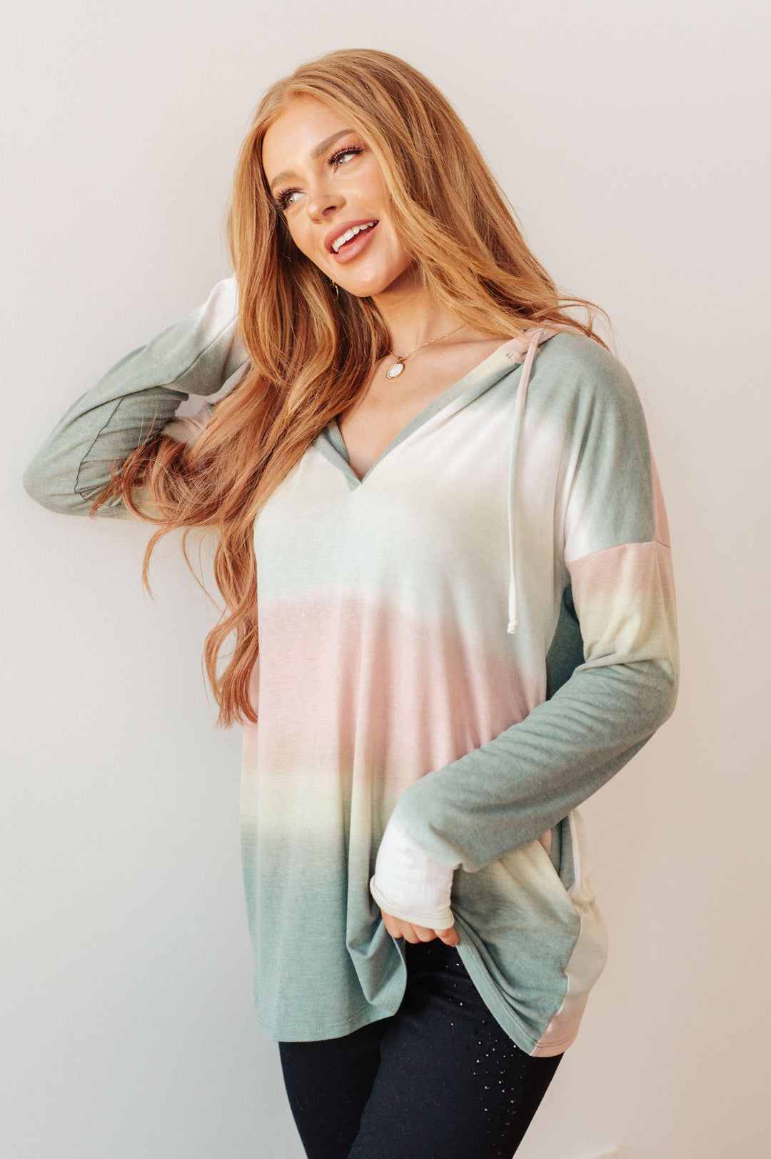 Hazy Horizon Ombre Hoodie Ombre Tops