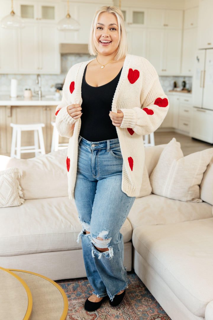 Plus Wrapped In Hearts Open Cardigan Sweaters