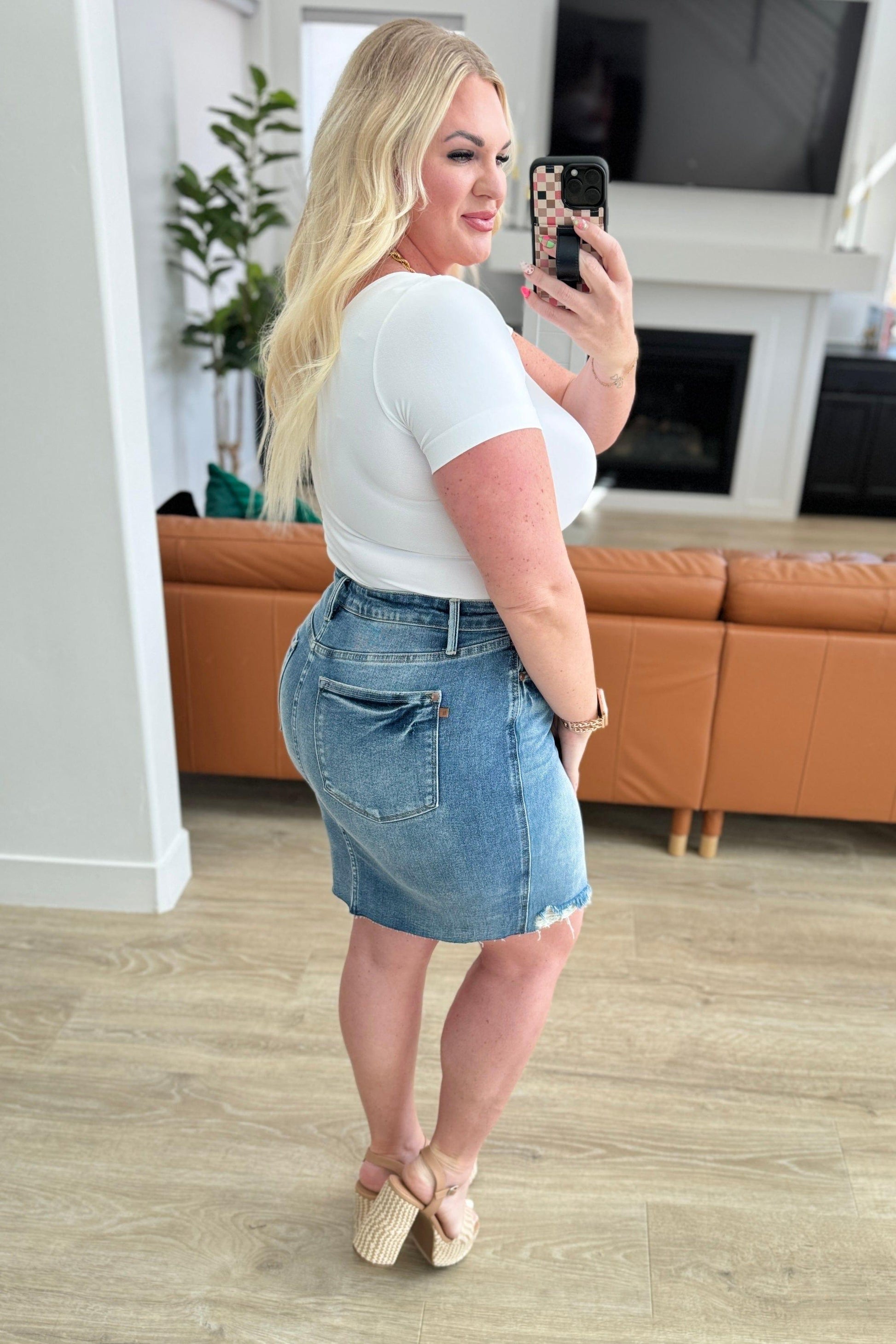 Judy Blue Plus Size High Rise Denim Skirt Denim Skirts