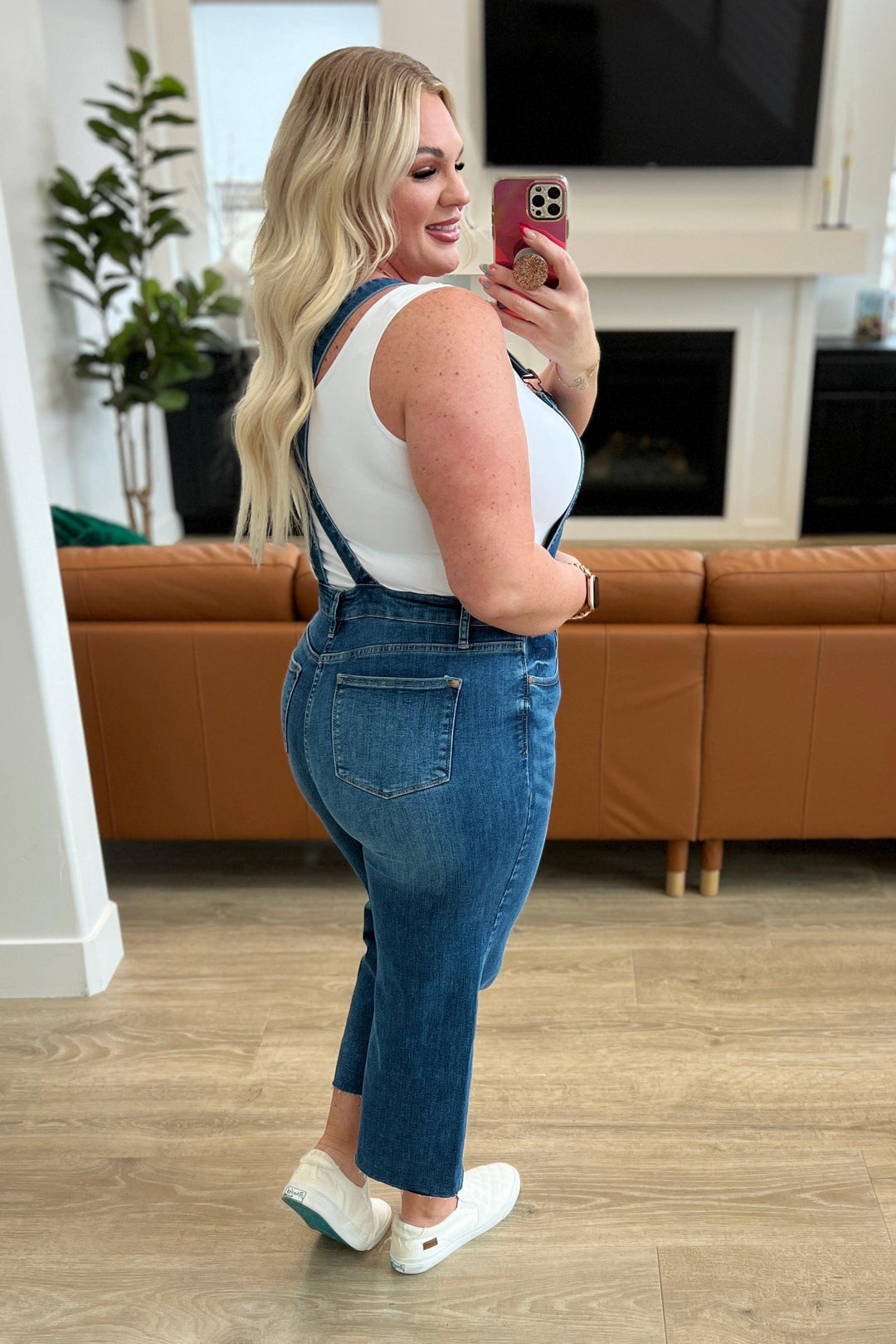 Plus High Rise Crop Wide Leg Denim Overalls Jeans