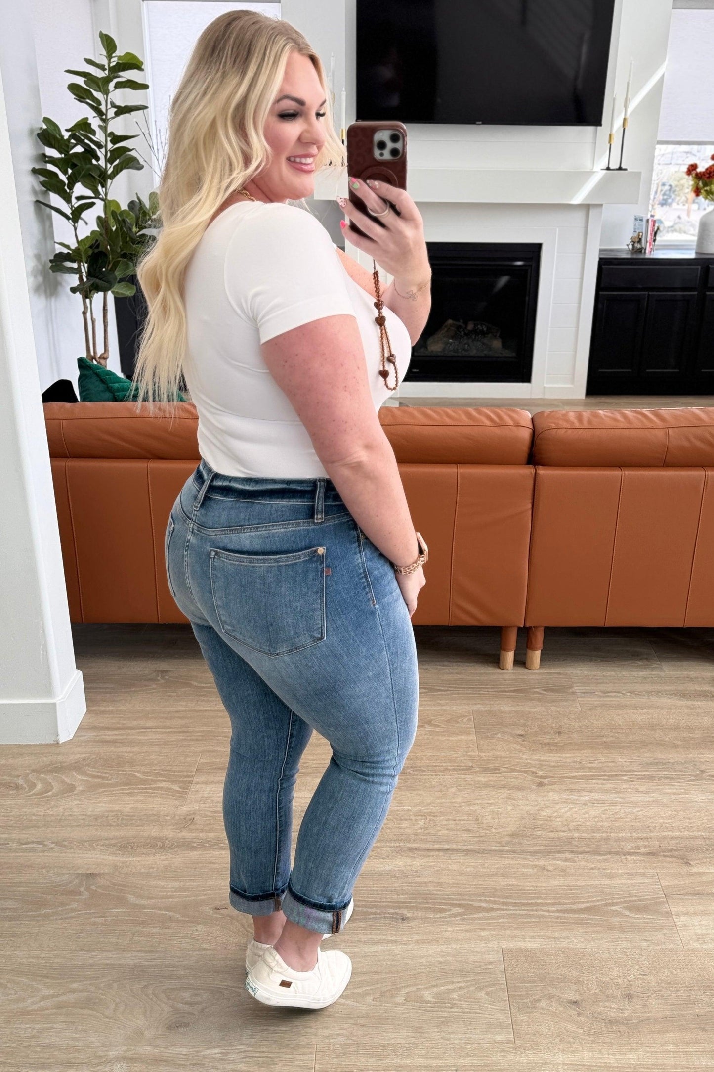 Judy Blue Laura Mid Rise Cuffed Skinny Capri Jeans Jeans