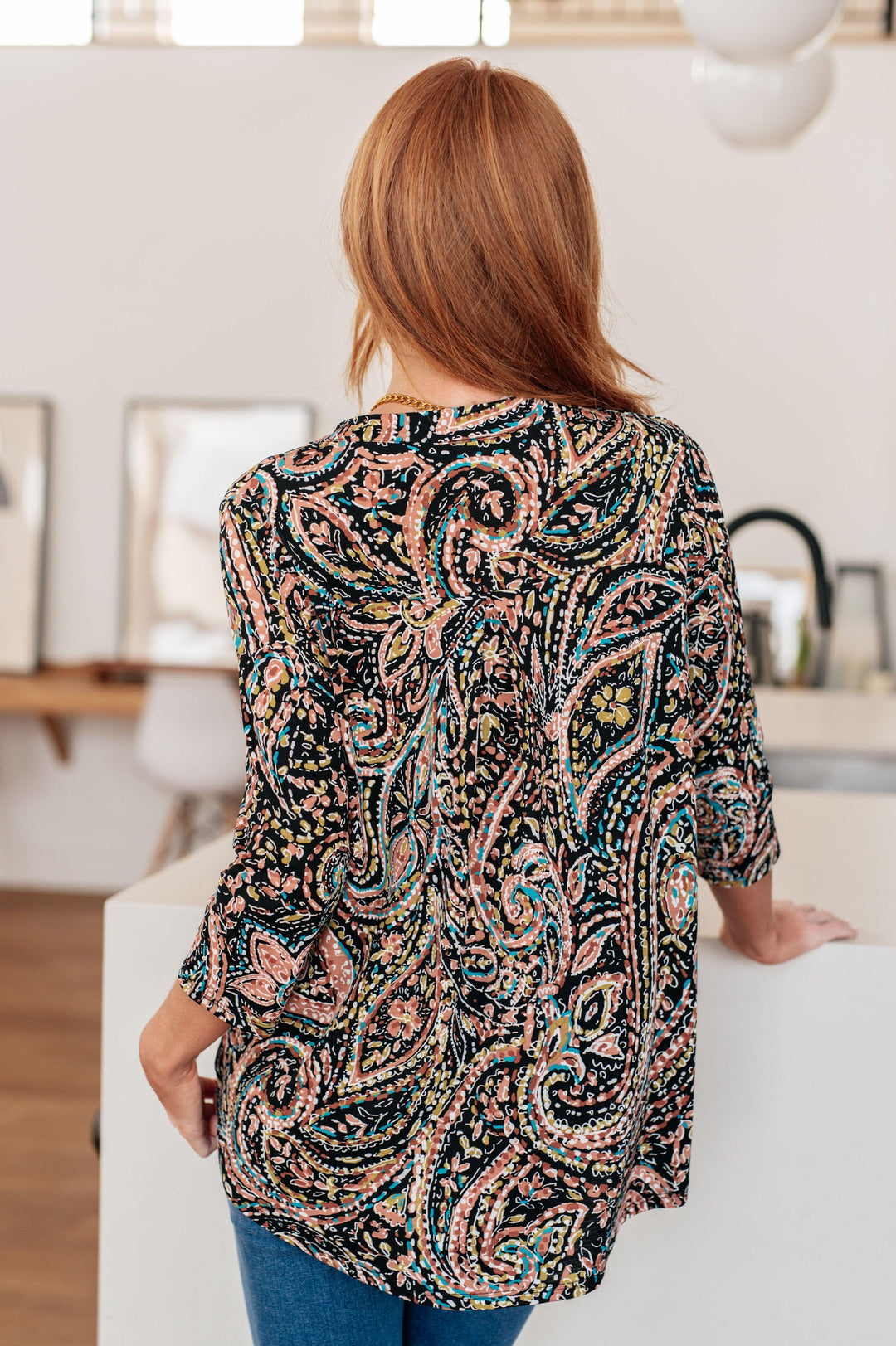 Teal V Neck Paisley Top Shirts & Tops