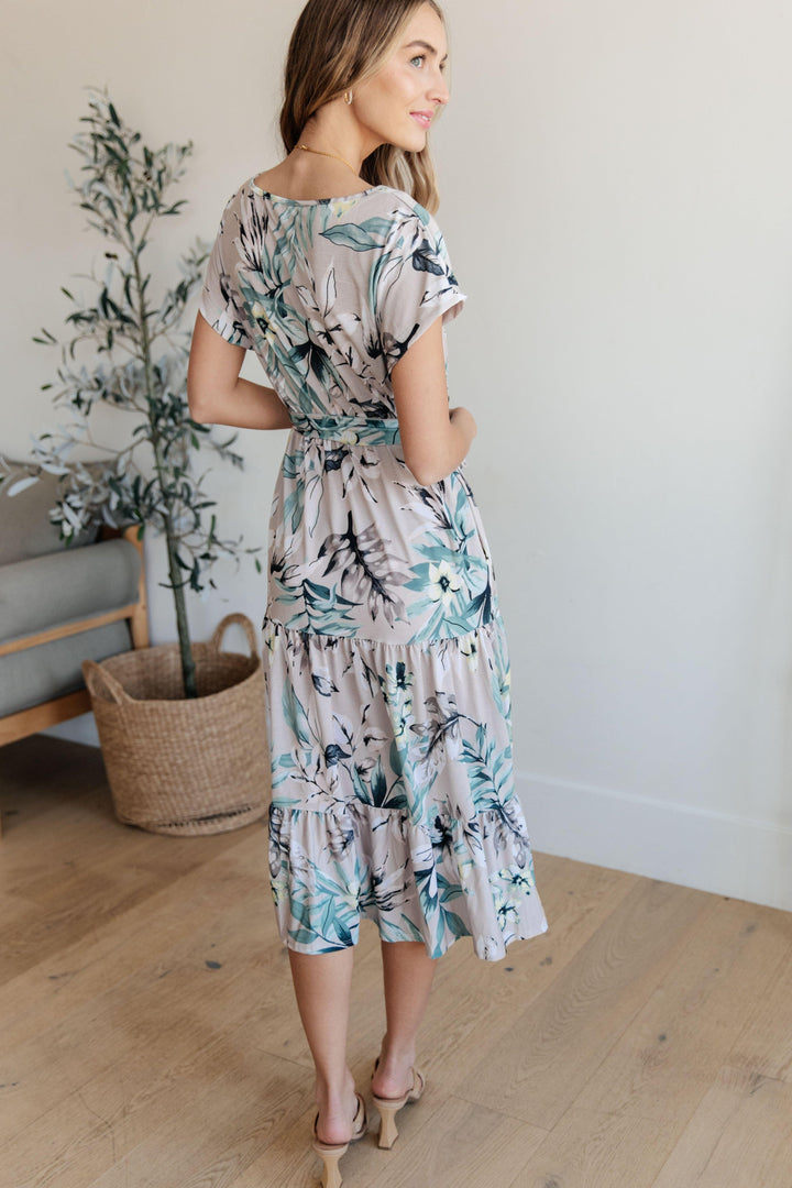 Into the Night Dolman Sleeve Floral Dress Midi Dresses