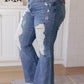 High Rise Heavy Destroyed Flare Jeans Jeans