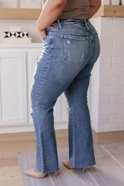 High Rise Heavy Destroyed Flare Jeans | Jeans Daverri Fashions