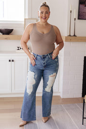 High Rise Heavy Destroyed Flare Jeans | Jeans Daverri Fashions