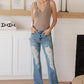 High Rise Heavy Destroyed Flare Jeans Jeans
